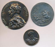 3db klf replika emlékérem, kettő "COPIE" beütéssel, közte "Gróf Széchenyi István" Br emlékérem (72mm) T:2
