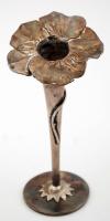 Dekoratív, virágmotívumos fém gyertyatartó, m: 15,5 cm