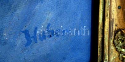 Huber jelzéssel: Férfi portréja, olaj, vászon, üvegezett, díszes, kicsit sérült fa keretben, 38,5×28...