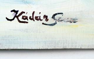 Kádár jelzéssel: Tél a patakparton, olaj, farost, 59,5×51,5 cm