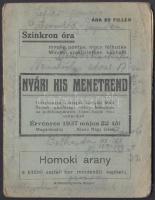 1937 Nyári kis menetrend, tartalmazza a Szeged környéki MÁV Szcsev., gazdasági vasút, stb. menetrendjeit, (ceruzás jegyzetekkel), 13x10cm,