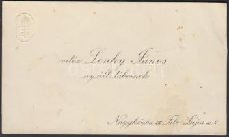 1940 Nagykőrös, vitéz Lenky János nyugalmazott tábornok részvétnyilvánító sorai saját névjegykártyáj...