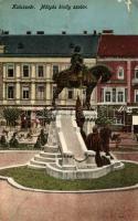 Kolozsvár, Mátyás király szobor, Erdélyi bank / statue, bank (EB)