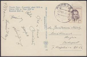 1949 Az MTK focistáinak (Hidegkuti, Kovács "I", Kovács "II", Rába, stb.) aláírás...