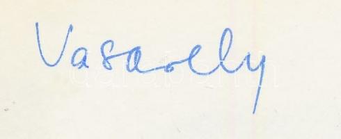 cca 1970 Pécs, Victor Vasarely (1906-1997) festő a Vasarely-múzeumban, fotó, hátulján feliratozva, 1...