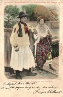 Bodolyai sokácok; kézzel festett képeslap / Schokatzen aus Bodolya / Hungarian folklore (kis felületi sérülés / minor damage on surface)