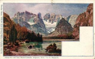 Düren See, Monte Cristallo, Ampezzo; Tiroler See VIII/10. Wiener Künstler-Postkarte, Philipp & Kramer s: A. Hlavacek (EK)