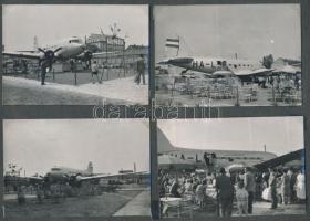 1961 [1962!] Bp. X., Mázsa tér, a HA-LIA1-es konzervált Malév-gépből kialakított Kis Pilóta Presszó, 9 db fotó, kartonra ragasztva, különböző méretben