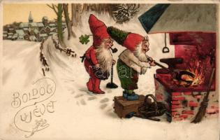 New Year, blacksmith dwarves, litho (EK)