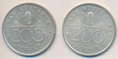 1993. 200Ft Ag "MNB" (2x) T:2,2-