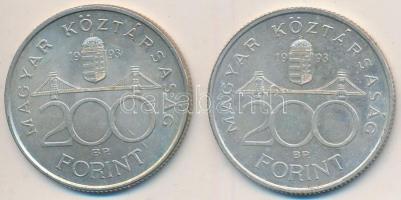 1993. 200Ft Ag "MNB" (2x) T:2,2-
