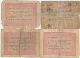 1848. 5Ft (4x) vörösesbarna és barna "Kossuth bankó" T:III-,IV,V közte ragasztott