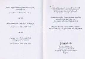Christian Mühlethaler svájci nagykövet aláírása karácsonyi üdvözlőlapon