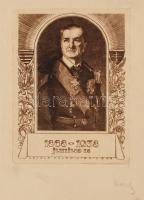 Nagy Árpád (1894-1959): László Fülöp után: Horthy Miklós 1868-1938. június 18. (1938), rézmetszet, papír, jelzett, vetemedett, 11×8,5 cm + Nagy Árpád (1894-1959): László Fülöp után: Horthy Miklós 1868-1938. június 18. (1938), magasnyomás, papír, jelzett a magasnyomáson, sorszámozott (3/3), feliratozva, 11,5×8,5 cm