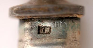 Ezüst(Ag) nyelű étkészlet, 6 db villa, 6 db kés, jelzett. Egy kés nyele szétszedve / Silver cutlery ...