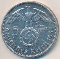 Német 3. Birodalom 1938A 5M Ag "Hindenburg" T:2,2- German Third Reich 1938A 5 Marks Ag "Hindenburg" C:XF,VF