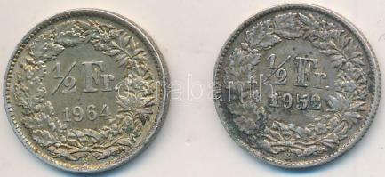 Svájc 1952-1964. 1/2Fr Ag (2x) T:2 Switzerland 1952-1964. 1/2 Franc Ag (2x) C:XF