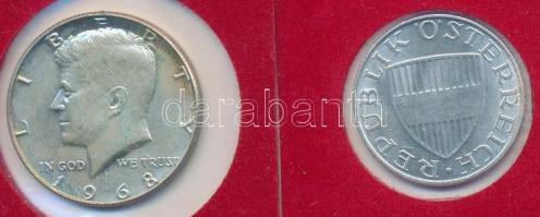 Amerikai Egyesült Államok 1968D 1/2$ Ag "Kennedy" +  Ausztria 1972. 10Sch Ag T:2
USA 1968...
