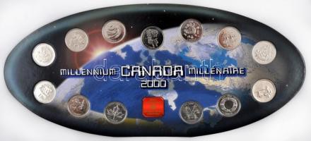 Kanada 2000. 25c (13xklf) &quot;Millennium&quot; szett díszkiadásban T:1 Canada 2000. 25 Cents (13xdiff) &quot;Millennium&quot; coin set in original packing C:UNC