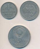 Szovjetunió 1988. 1R "Maxim Gorkij" + NSZK 1950. 1M + 1973. 1M T:PP Soviet Union 1988. 1 Ruble "Maxim Gorkij" + FRG 1950. 1 Mark + 1973. 1 Mark C:PP
