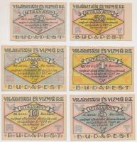 Budapest 1920. 20f + 50f + 1K + 2K + 5K + 10K "Világítási és Vízmű Rt." utalványok T:I