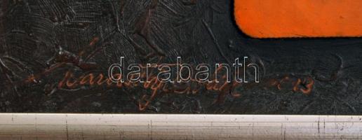 Haraszty István (1934-): Összeszűrők. Vegyes technika, farost, jelzett, keretben, 88×37