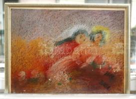 Bada Márta (1951-): Mária és Magdolna. Pasztell, papír, jelzett, keretben, 40×50 cm