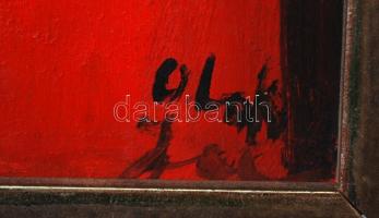 Oláh Jolán (1932-2005): Ámulók. Olaj, farost, jelzett, 77×54 cm