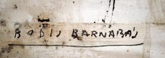 Bódis Barnabás: Kendős fej. Olaj-szén, vászon, jelzett, 87×50 cm