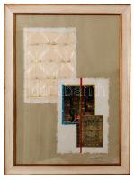 Szilasi Anna (1947-): Textil minták II. Vegyes technika, farost, jelzett, keretben, 114×83 cm