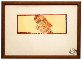 Szilasi Anna (1947-): Textil minták VI. Vegyes technika, farost, jelzett, keretben, 32×23 cm