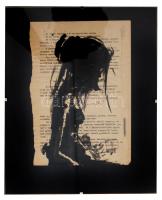 Bogdán János (1975-): Cím nélkül I. Tus, papír, jelzett, üvegezett, 28×14 cm