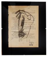 Bogdán János (1975-): Cím nélkül II. Tus, papír, jelzett, üvegezett, 28×14 cm