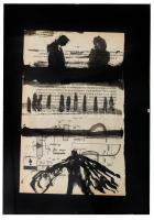 Bogdán János (1975-): Cím nélkül III. Tus, papír, jelzett, üvegezett, 28×14 cm