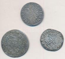 Német Államok / Szilézia / Boroszló 1629HR 3kr Ag "II. Ferdinánd" (1,6g) + Csehország / történelmi tartomány 1648. 3kr Ag "III. Ferdinánd" Prága (1.5g) + Ausztria 1737. 6Kr Ag "III. Károly" (3.14g) T:2-,3 ph. German States / Silesia / Breslau 1629HR 3 Kreuzer Ag "Ferdinand II" (1,6g) + Bohemia 1648. 3 Kreuzer Ag "Ferdinand III" Praha (1.5g) + Ausztria 1737. 6Kr Ag "III. Károly" T:2-,3 Austria 1737. 6 Kreuzer Ag "Charles VI" (3.14g) C:VF,F edge error