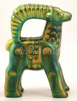 Zsolnay kecske, eozin mázas, jelzett (tervező:Nádor Judit), hibátlan, m:14 cm, h:11 cm