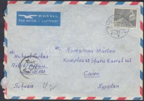 1957 2 db Rohr bei Aarauból (Svájc) Kairóba küldött magyar nyelvű érdekes levél, az 1956-os eseménye...