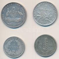 Német Birodalom 1906F 1M Ag + Franciaország 1905. 2Fr Ag + Ausztrália 1927. 1Fl Ag "V. György" + Görögország 1930. 10Dr Ag T:2,2-,3 German Empire 1906F 1 Mark Ag + France 1905. 2 Francs Ag + Australia 1927. 1 Florin Ag "George V" + Greece 1930. 10 Drachmai C:XF,VF,F