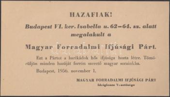 1956 5 db 1956-os nyomtatott röplap, magyar és orosz nyelven