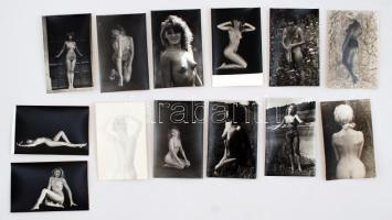 cca 1975 Finoman erotikus fényképek tétele, 13 db fotó, 14x9 cm / cca 1975 13 erotic photos, 14x9 cm