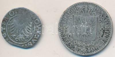 Német Államok / Szilézia / Schweidnitz 1522. 1/2Gr Ag "II. (Jagelló) Lajos" (0.93g) + Német Államok / Poroszország 1840D 1/6T Ag "III. Frigyes Vilmos"  T:3,2 German States / Silesia / Sweidnitz 1522. 1/2 Groschen Ag "Ludwig II Jagello" (0.93g) + German States / Prussia 1840D 1/6 Thaler Ag "Friedrich Wilhelm III" C:F,XF