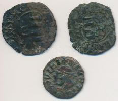 3db denár korabeli hamisítványa, közte 1373-1382. Denár Ag "I. Nagy Lajos" T:3 patina