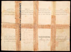 1905 Bp., hentesipartestületi tanoncbizonyítvány hentessegéddé való kinevezésről, bélyegzővel, aláír...