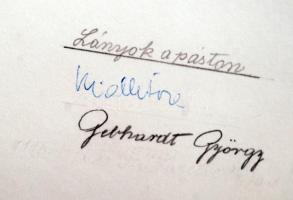 cca 1975 Gebhardt György (1910-1993): Lányok a páston, feliarozott, aláírt vintage fotóművészeti alk...