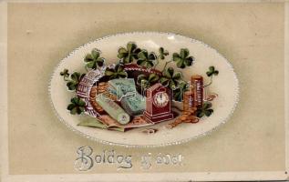 22 db RÉGI motívumlap pár lithoval; üdvözlő (karácsony, újév) / 22 old motive cards with some lithos...