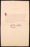 1943 Soltvadkert, a Megváltó gyógyszertár laboránsa és technikája részére kiállított munkaviszony-igazolás, bélyegzővel, 2 p okmánybélyeggel és igazgatói aláírással
