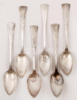 Ezüst (Ag.) kis kanál készlet (6db), jelzett, monogramos, piszkos, h: 15 cm, nettó: 200g