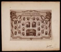 1929 A kiskunfélegyházi m. ki. Áll. Tanítóképző intézet tablója a tanárokról és a végzett növendékekről, 24 nevesített portréval és a tanári kar csoportképével, Wesel Hugo műterméből, 21x29 cm, karton 34x40 cm