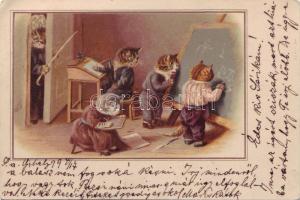 1899 Katzen Litho