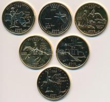 Amerikai Egyesült Államok 1999-2005. 1/4$ "Államok" (6xklf) mind aranyozva T:1,1-
USA 199...